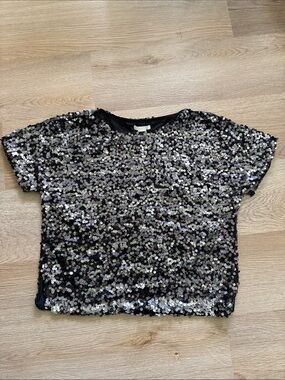 H&M Black Top with Silver Sequins